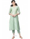 Sea Green Designer Casual Wear Cambric Cotton Kurti