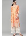 Orange Casual Wear Cambric Cotton Kurti