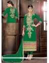 Unique Georgette Green Churidar Salwar Suit