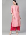 Pink Casual Wear Cambric Cotton Kurti