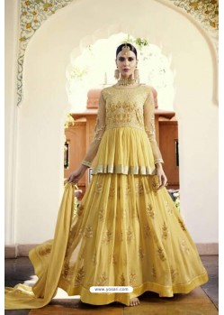 Yellow Heavy Designer Royal Georgette Aanarkali Suit
