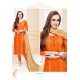 Orange Heavy Cotton Embroidered Churidar Suit