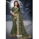 Dark Green Designer Two Tone Vichitra Silk Saree