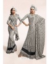 Silver Party Wear Lycra Embellished Saree