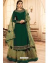 Dark Green Georgette Designer Party Wear Lehenga Suit