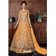 Mustard Heavy Soft Net Designer Anarkali Suit