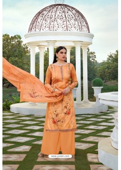 Orange Party Wear Jam Silk Cotton Palazzo Suit