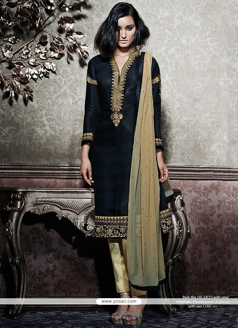 Dainty Silk Zari Work Designer Salwar Kameez