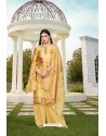 Yellow Party Wear Jam Silk Cotton Palazzo Suit