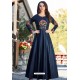 Navy Designer Party Wear Heavy Embroidered Gown