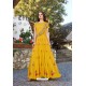 Yellow Designer Party Wear Heavy Embroidered Gown