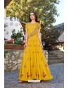 Yellow Designer Party Wear Heavy Embroidered Gown