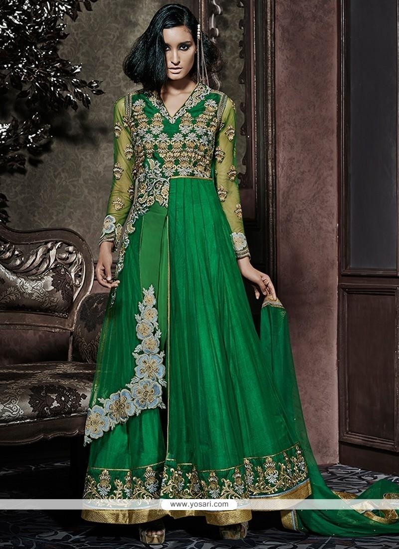Royal Green Designer Ankle Length Anarkali Suit