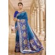 Blue Traditional Designer Banarasi Silk Saree