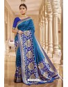 Blue Traditional Designer Banarasi Silk Saree