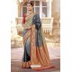 Grey And Multi Traditional Designer Banarasi Silk Saree