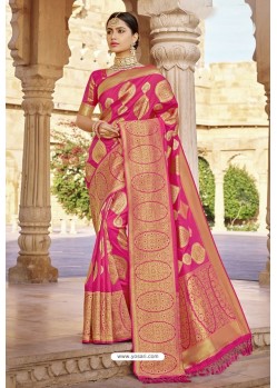 Rani Pink Traditional Designer Banarasi Silk Saree