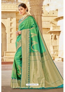 Green Traditional Designer Banarasi Silk Saree