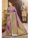 Light Pink Traditional Designer Banarasi Silk Saree