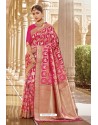 Latest Rani Pink Party Wear Designer Banarasi Silk Saree