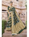 Dark Green Traditional Designer Banarasi Silk Saree