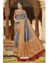 Grey Silk Designer Jacquard Worked Silk Saree