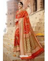 Orange Silk Designer Jacquard Worked Silk Saree