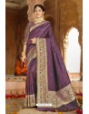 Purple Silk Designer Jacquard Worked Silk Saree