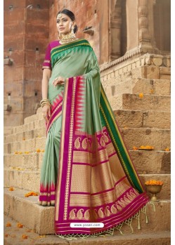 Green Silk Designer Jacquard Worked Silk Saree