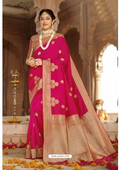 Fuchsia Silk Designer Jacquard Worked Silk Saree