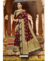 Maroon Silk Designer Jacquard Worked Silk Saree