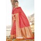 Beautiful Crimson Silk Designer Jacquard Worked Silk Saree