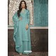 Sky Blue Faux Georgette Heavy Designer Palazzo Suit