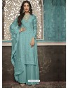 Sky Blue Faux Georgette Heavy Designer Palazzo Suit