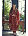 Maroon Pure Heavy Chanderi Silk Designer Straight Suit