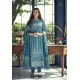 Turquoise Pure Heavy Chanderi Silk Designer Straight Suit