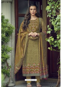 Corn Pure Heavy Chanderi Silk Designer Straight Suit