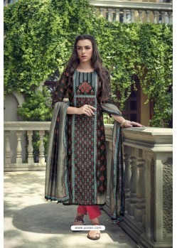 Black Pure Heavy Chanderi Silk Designer Straight Suit