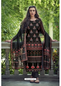 Stylish Black Pure Heavy Chanderi Silk Designer Straight Suit