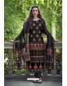 Stylish Black Pure Heavy Chanderi Silk Designer Straight Suit