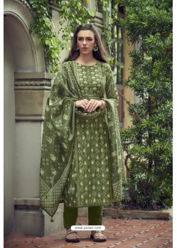 Forest Green Pure Heavy Chanderi Silk Designer Straight Suit