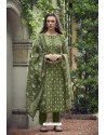 Forest Green Pure Heavy Chanderi Silk Designer Straight Suit