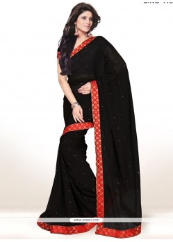 Awesome Black Lace Work Casual Saree
