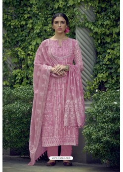 Pink Designer Pure Heavy Chanderi Silk Straight Suit