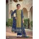 Navy And Green Designer Pure Heavy Chanderi Silk Straight Suit