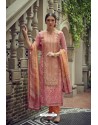 Peach Designer Pure Heavy Chanderi Silk Straight Suit