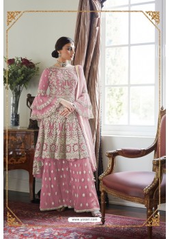 Light Pink Heavy Designer Soft Net Sharara Suit