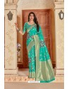 Aqua Mint Designer Traditional Wear Banarasi Soft Silk Saree