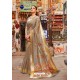 Light Brown Designer Pure Linen Silk Saree