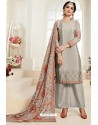 Taupe Heavy Embroidered Designer Palazzo Suit